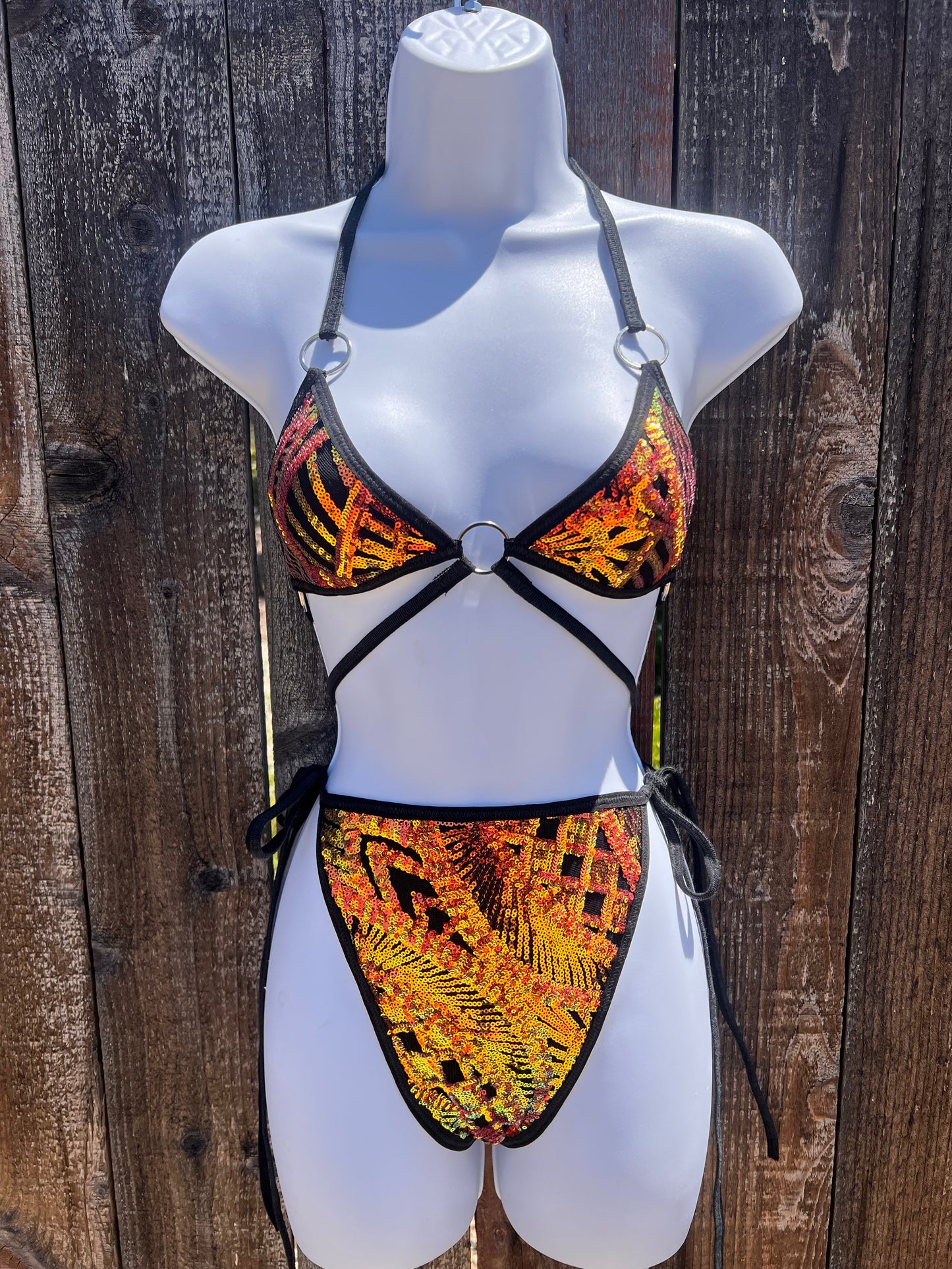 Copper Charge Sequin Bikini Set